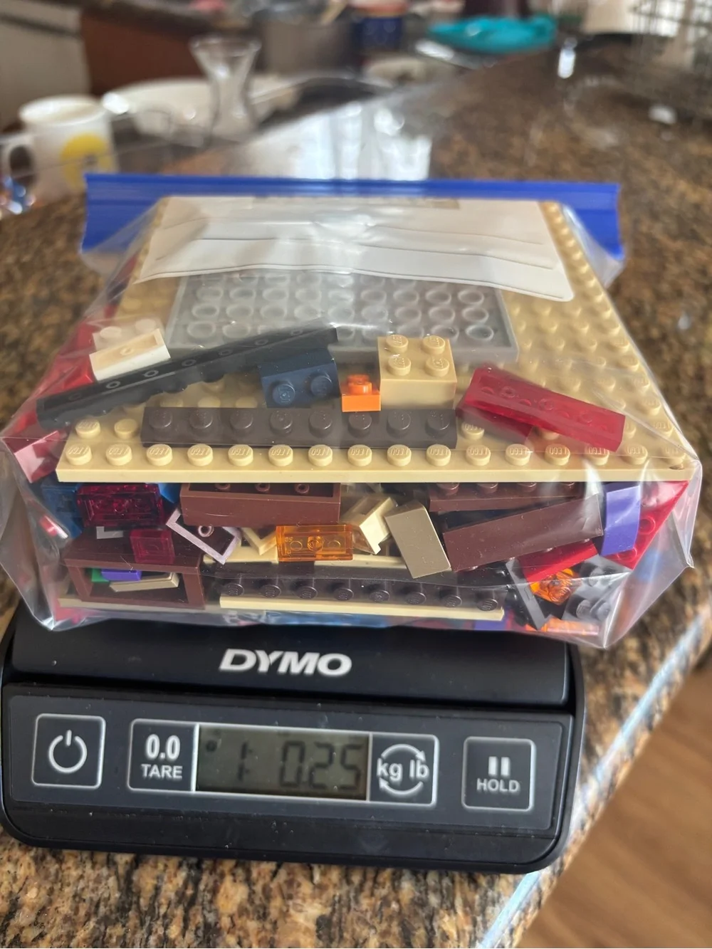 Legos Assorted Building Bricks in Beige, Navy, Red, Black. 1 1/4 pounds.